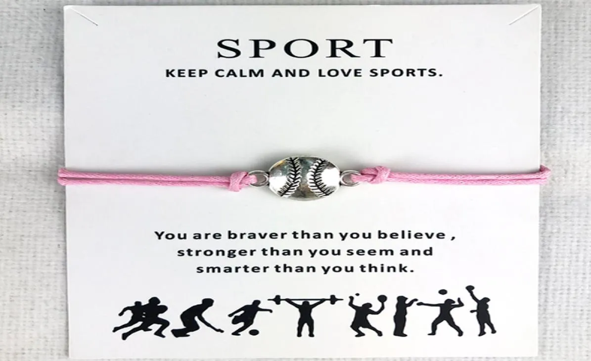 10pcslot de baseball softball charme de cire de cire bracelets sports femmes hommes garçons filles unisex bijoux de mode amitié bijoux bijoux cadeau5098771