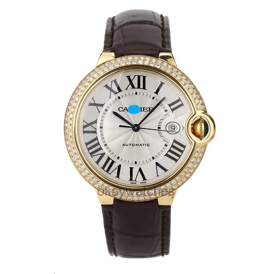 Tarcza robocze Automatyczne zegarki Carter New Store dobrobyt dobry cena niebieska balon 18k tylny diament Inkrustowany automatyczny męski zegarek W6900551