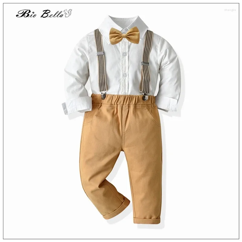 Roupas conjuntos da primavera menino de bebê terno formal cavalheiros festas de casamento roupas crianças calças de manga comprida calças bonitas outono