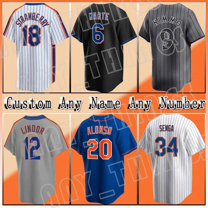 New Francisco Lindor Baseball Pete Alonso Jersey York Starling Marte Mets Brandon Nimmo Darryl Strawberry Daniel Vogelbach Edwin Diaz Kodai Senga Dwight Gooden