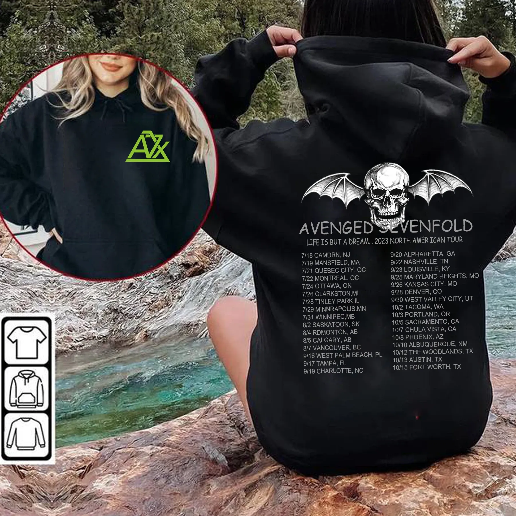 Polos Avenged Sevenfold Life n'est qu'un rêve nord-américain Tour 2023 Sweat à capuche imprimé Man Man Vintage Band Fans sweat hivernal