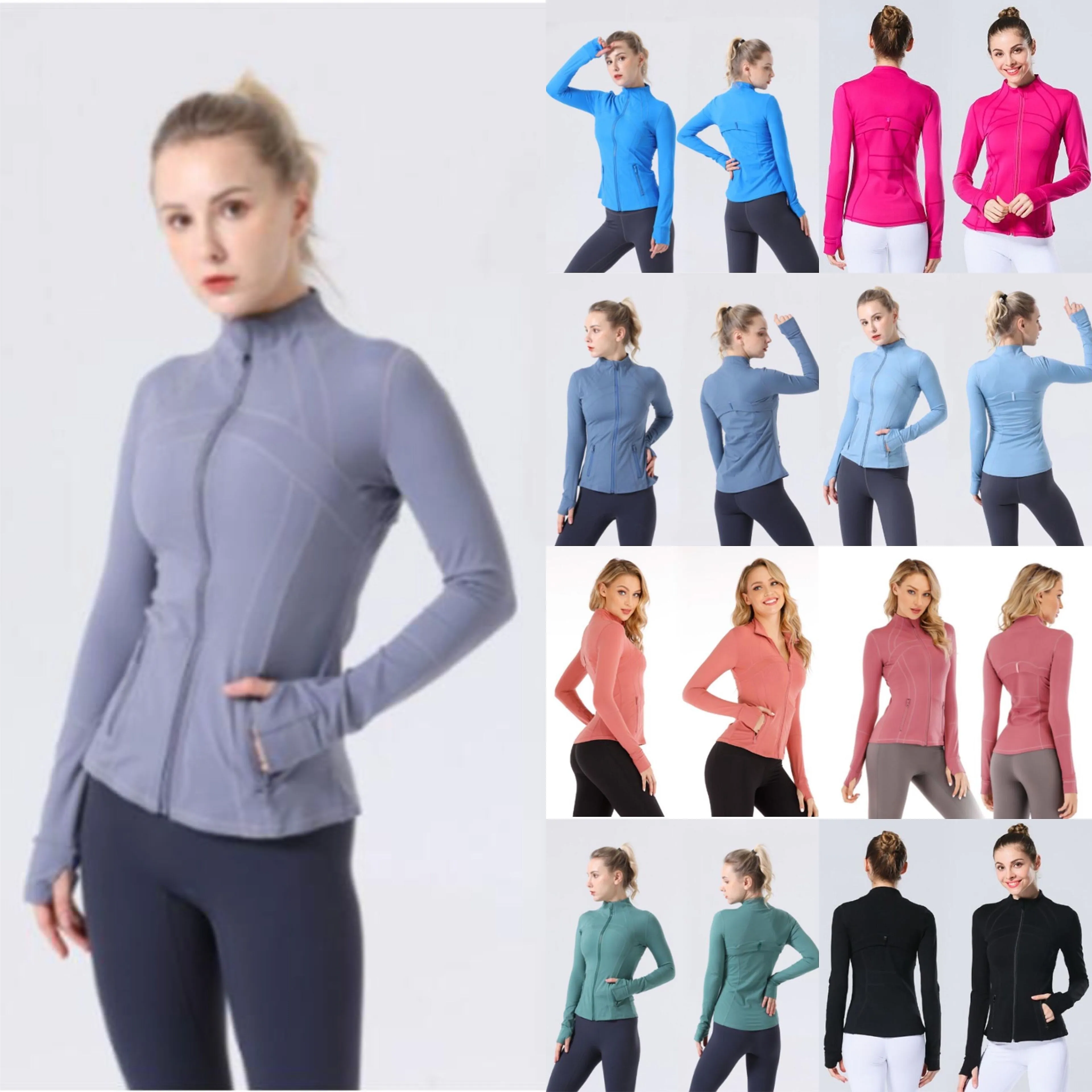 LU-066 Seedless Dresses For Woman Yoga Jacket Sport Coat Fitness Jacket Quick Dry Activewear Top Solid Zip Up Sweatshirt Kvinnors högkvalitativa långa ärmar Hot Selling