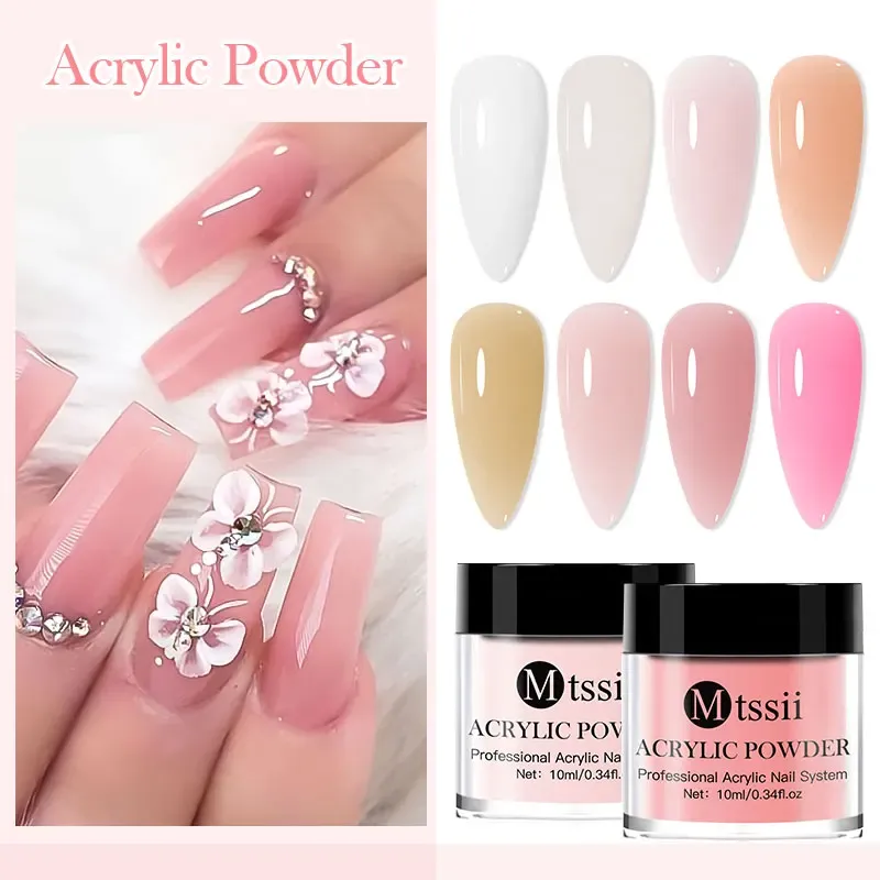 Liquids Mtssii 10g Acrylic Powder Clear Nude White Pink Acrylic Nail Professional Polymer for French Nail Extension No Need Lamp Cure