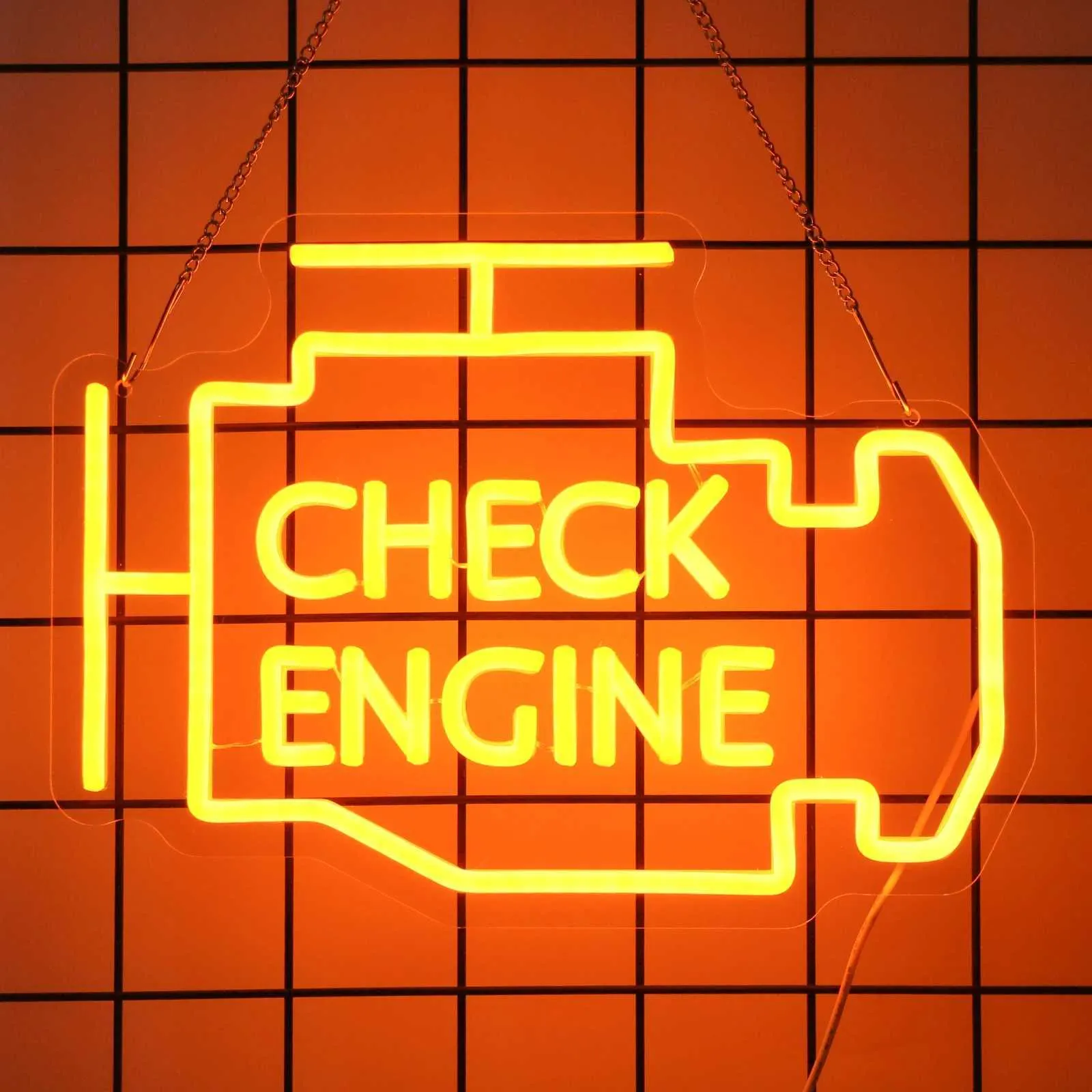 LED Car Sign - Illuminated Check Engine Light Decor for Garage, Shop ...