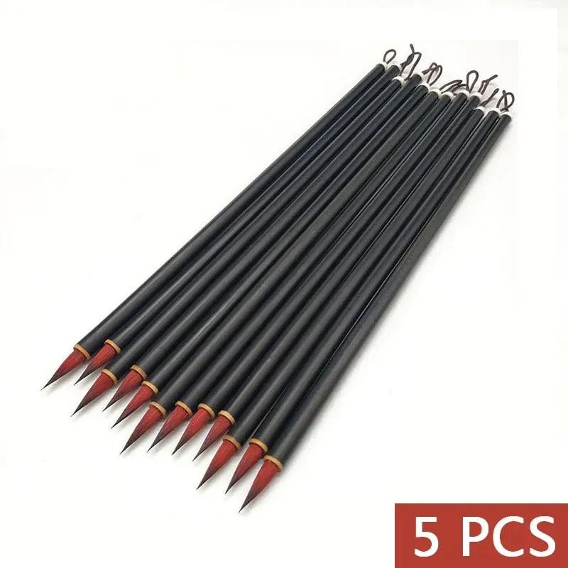 Toys 5pcs Xiaokai Calligraphy Brush Pen Highquality Red Hair Chinese Painting Brush Weasel Hair Regular Script Writing Brush