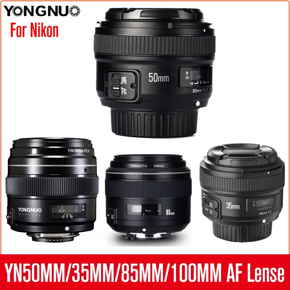 Filtri Yongnuo yn50mm yn85mm f1.8 yn35mm f2 yn100mm f2 lente focus automatico widangle grande apertura fissa lesa af fissata per fotocamere Nikon DSLR