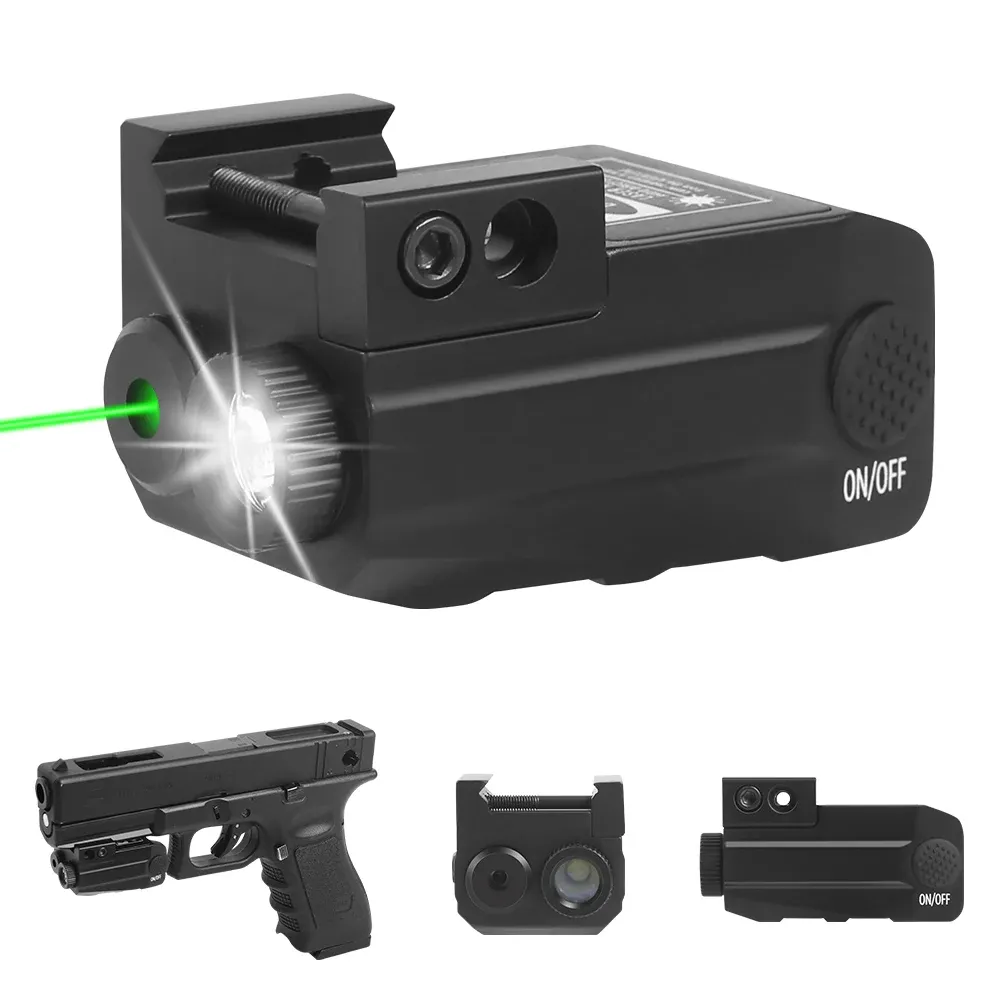 Lights 500 Lumens Gun Light Weapon Light Laser Sight Combo Pistol Light with Red/Green Laser Tactical Flashlight Gun Flashlight Airsoft