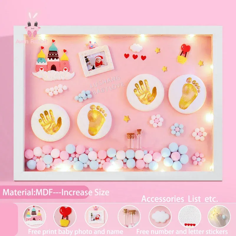 Frames baby accessoires pasgeboren cadeau set baby items cadeau klei handvoet doe -het diy fotoframe handafdruk handafdruk voetafdrukken gekleurde klei souvenir