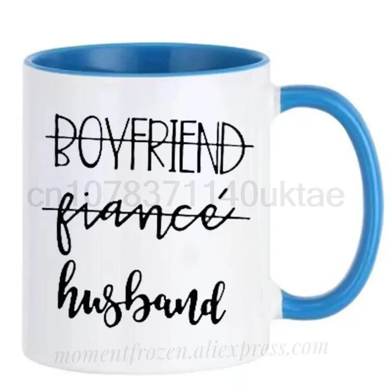 Boyfriend tasses Fiance Mugs mari Coffee Mugen Unique Fiancee femme couples Varelle caféale Home Decal Valentines Cadeaux 240418