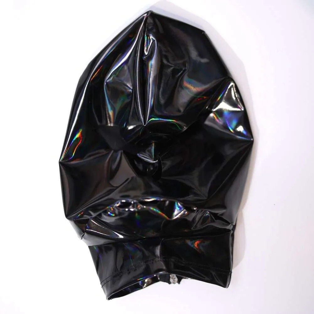 Sexy Wet Look PVC Latex Head Covering Open Eye Mouth 3D Role Play Clubwear Cospaly Party Headwear New in Now Stagewear Hoods