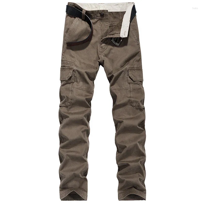 Pantaloni maschili multipocchi per la tuta militare per pantaloni dritti sciolti casual cargo di cotone puro per uomo ropa hombre