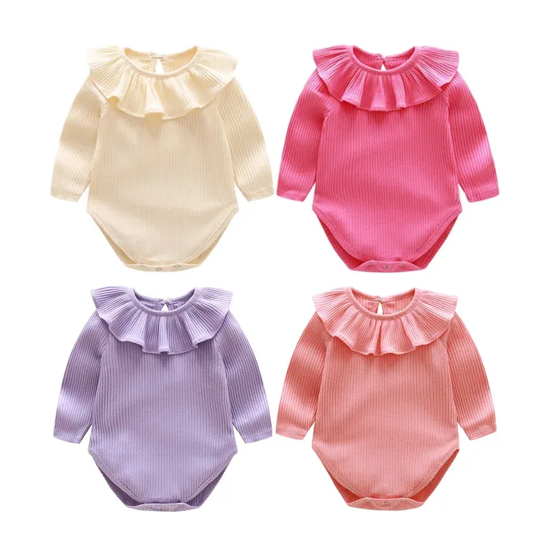 Yeni doğan bebek kız kız romper bebe vücut takım elbise 02y 2022 yaz Şeker Ruffles Yenidoğan Bebek Kız Giysileri Kıyafetleri
