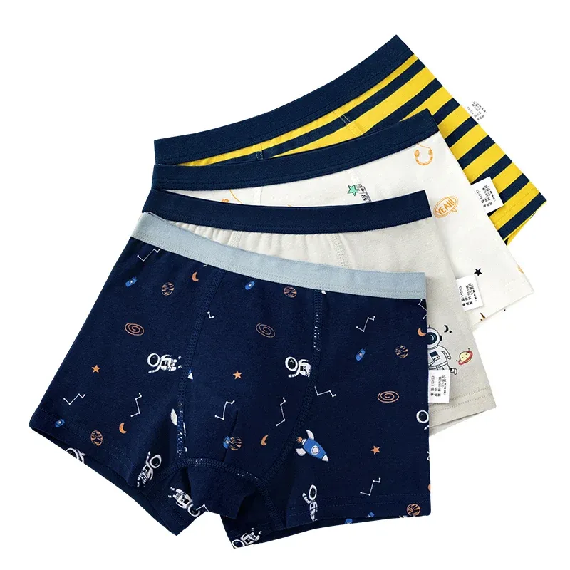 Unterwäsche Jungen Boxer Unterwäsche für Kinder gestreift dunkelblaue Baumwolle Unterauflagen Bottoms Boys Kleidung für 3 4 6 8 10 12 14 Jahre alt 203021