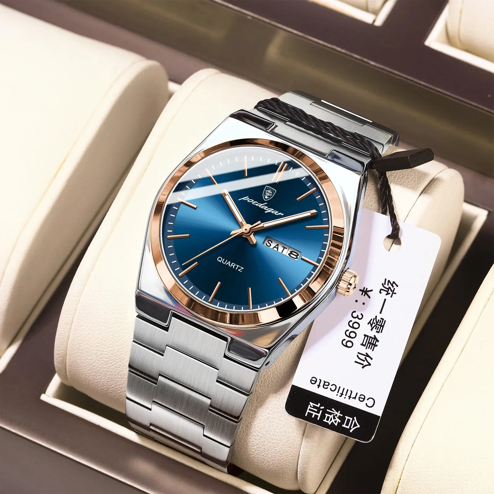 Poedagar Fashion Quartz Wall Wallwatches Gold Clock Men Luxury Watch Comercial Business Automatic Watches Mens Reloj Hombre Man 240417