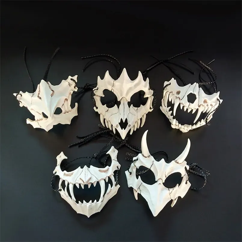 Party Masks Halloween Performance Home Party Dress Up Mask Japanese Style Anime Tiger Dragon Skull Harts Spoof Funny Mask Cosplay Props Gift 2024424