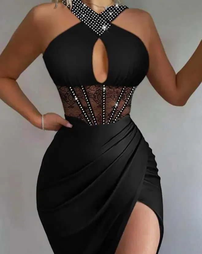strapless open back dress Lucy Black Long Sleeve Mini Dress - US 18
