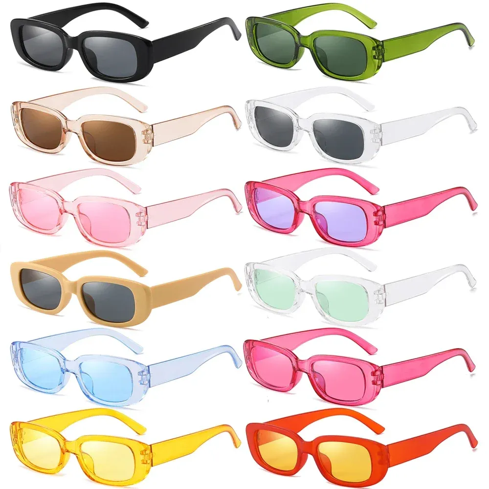 Occhiali da sole Donne uomini Steampunk Rectangle Frame occhiali da sole Jelly Colore Uv400 Protezione Ciclic di ciclismo Sfini da sole Goggles Eyewear estivo