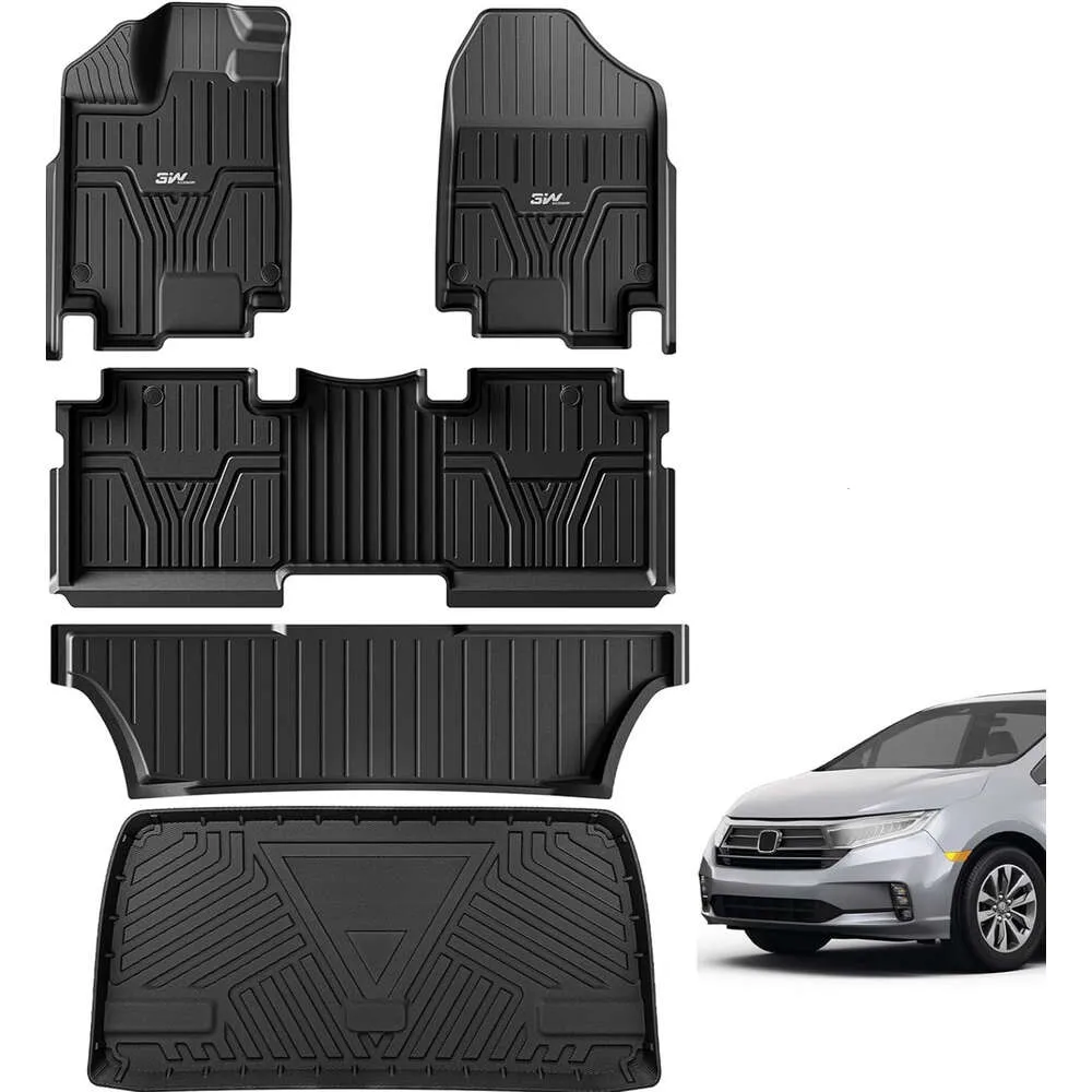 Custom Fit All Weather Floor Mats and Cargo Liner for 2018-2024 Honda Odyssey Mini Passenger Van - Includes Mats for all 3 Rows and Trunk