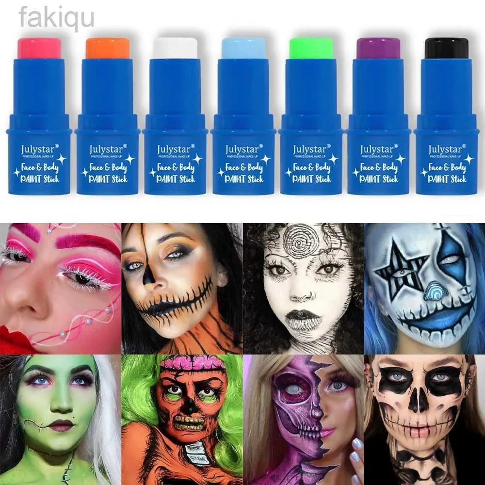 Body Paint 1Pc Halloween Face Body Painting Stick Cream Waterproof UV Light Neon Purple Pink Green Black White Paint Cream Party Art Makeup d240424