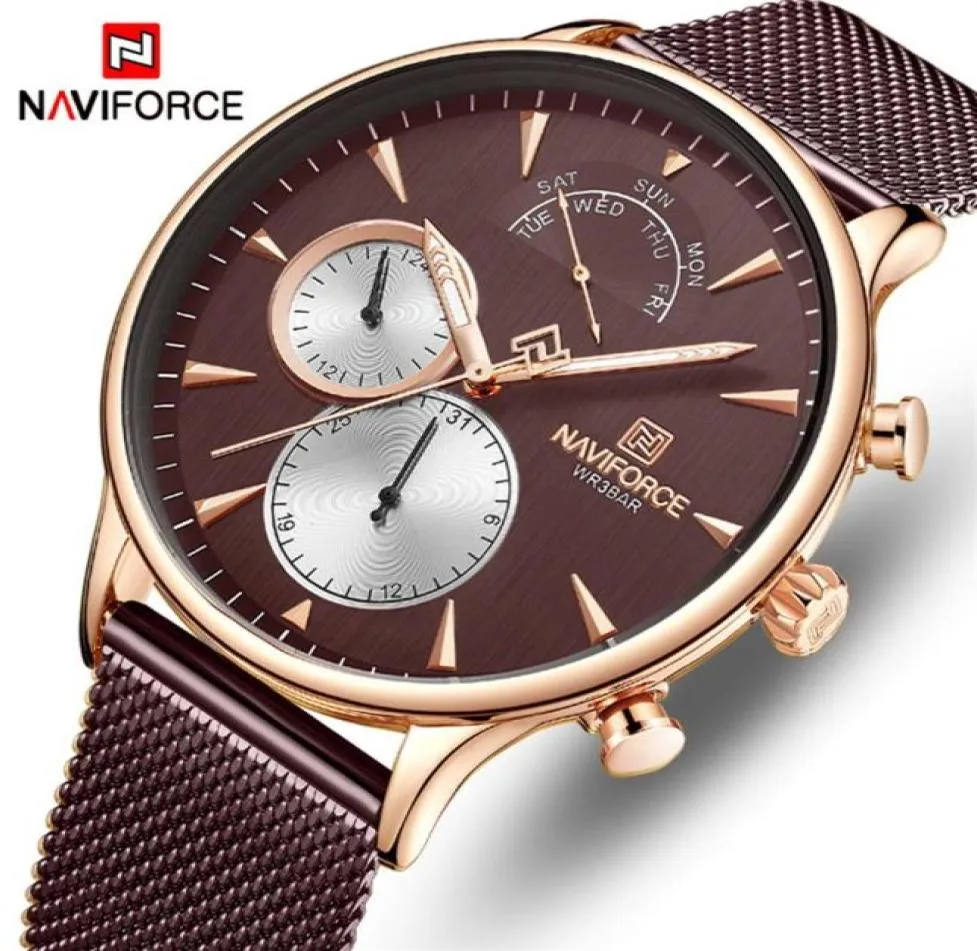 Mens montres NAVIFORCE Fashion Casual Quartz Watch Men Sports Sports Affiche de bracelet étanche Date Business Horloge masculine Relogio Masculino314L9173202