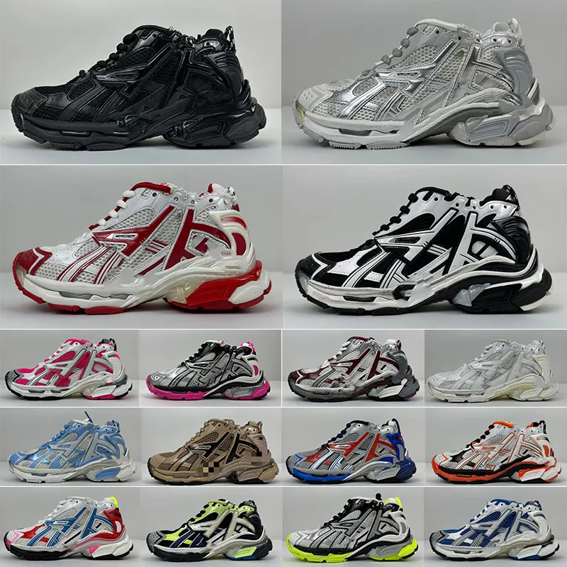 المصممون المتسابقون 7 7.0 أحذية رياضية شبكية منصة أحذية غرافيتي أبيض أسود تفكيك ترسل الأحذية غير الرسمية Tess S.Gomma Shoes Runner7 للمدربين للرجال والنساء