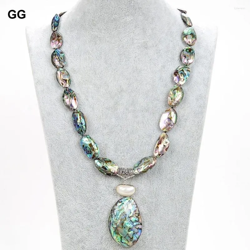 Pendant Necklaces GG Natural Mix Color Green Paua Abalone Shell Necklace White