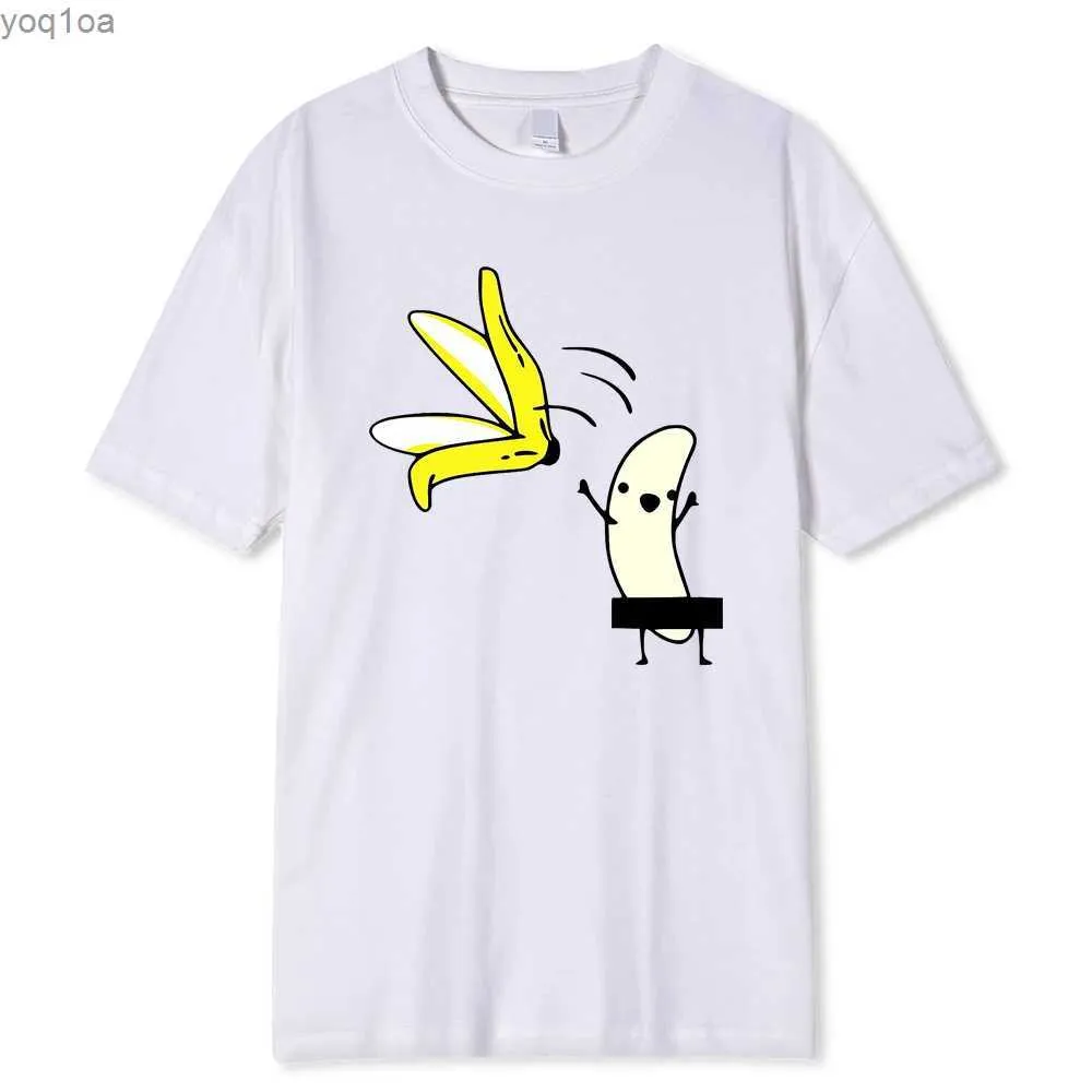 Męskie koszulki mężczyzn Banana Disrobe Overcoat Zabawny nadruk T-shirt Summer Humor Żart T-shirt miękki bawełniany swobodny t-koszulki streetwearl2404