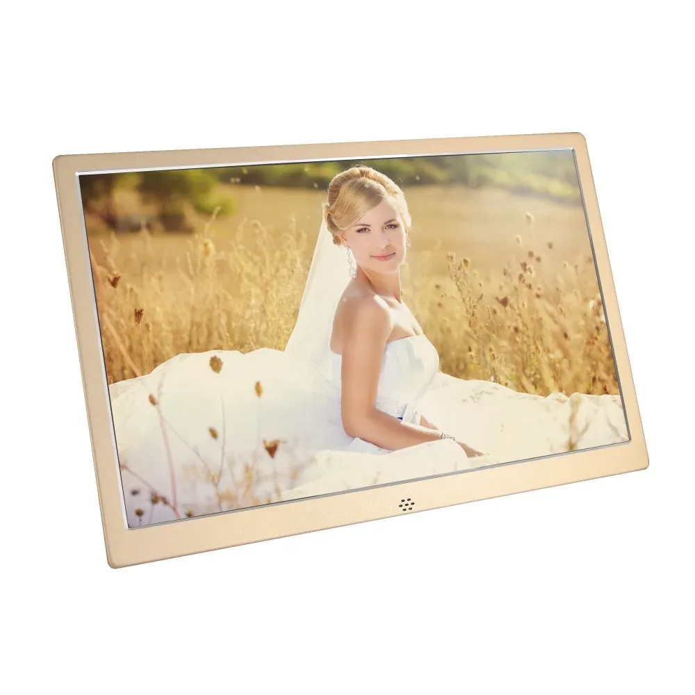 Frames 12 "LED Digital Photo Frame 720p Video / Music / Calendar / Clock / TXT Player 1280 * 800 Résolution Cadre métallique avec interface HD