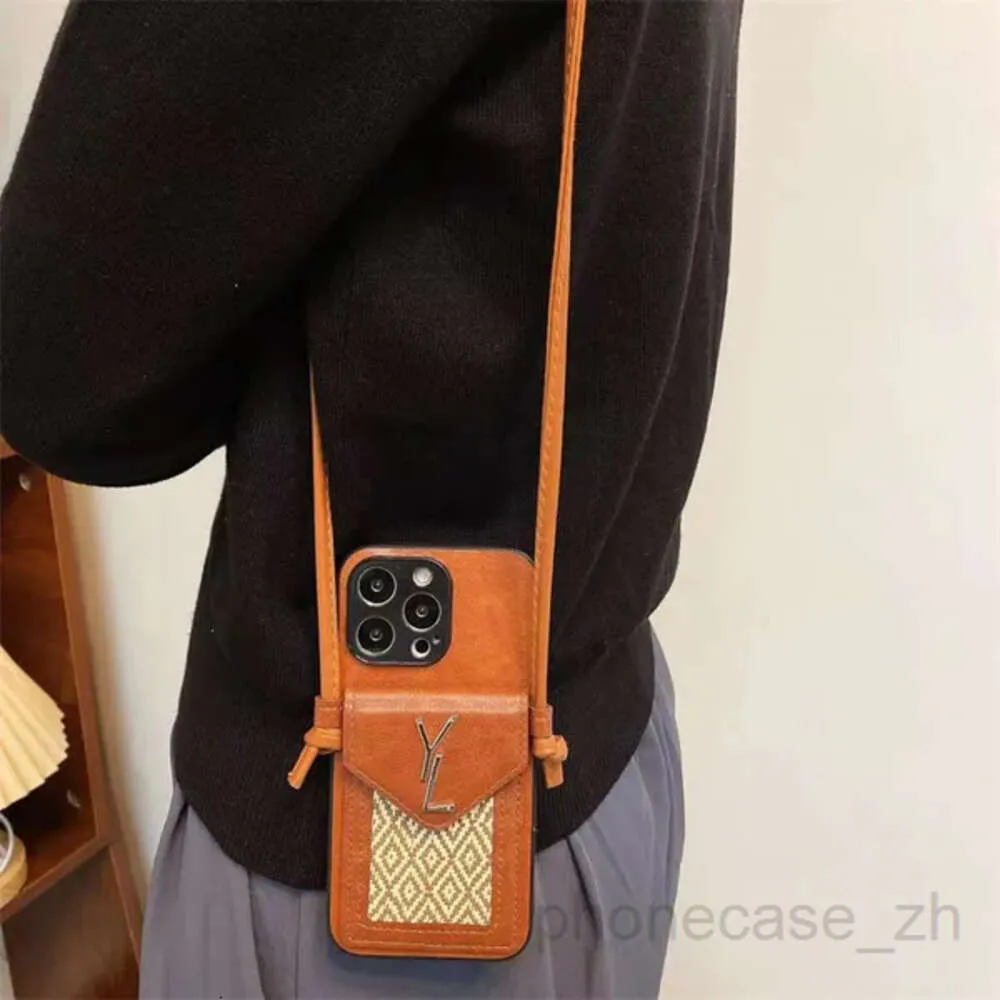 İPhone Women Case Crossbody Phonecase Tasarımcı Telefon Kılıfları Lüks Y Deri Hücre Moda Çantası 2 Renk Withaaa