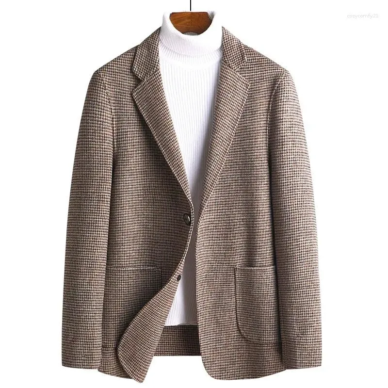 Ternos masculinos 2024 marca artesanal Tweed Tweed Wool Cashmere Small Nizi Blazer Men sobretudo para jaquetas masculinas