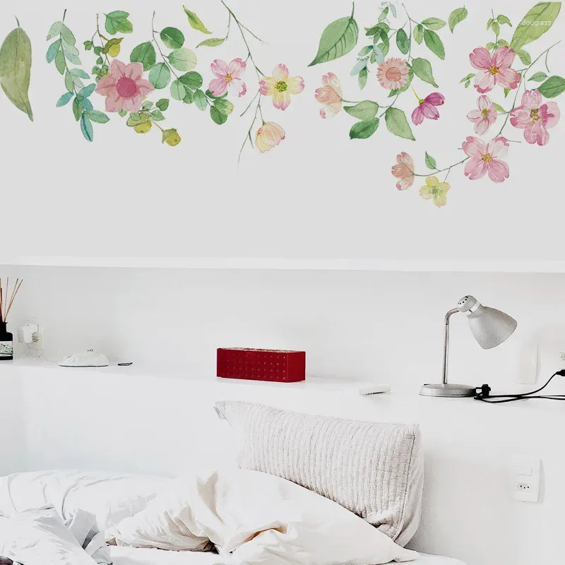 Vägg klistermärken mamalook färgglad vatten blomma klistermärke säng vardagsrum hus dekor avtagbart dekal för flickor