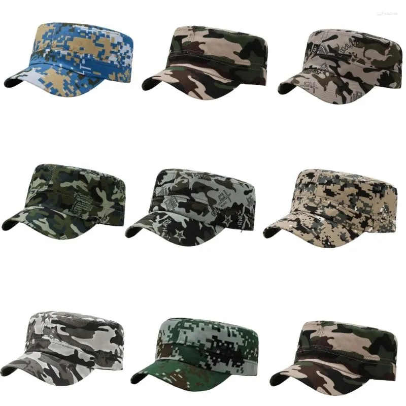 Boinas Camuflagem Militar Cap Sunshade Em Chapéus de Soldados de Verão Mens Treinamento de Moda Treinamento de Moda Top Flat Top