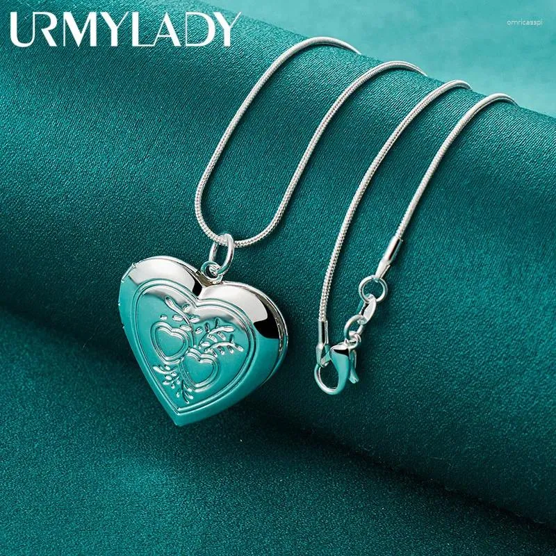 Pendants URMYLADY 925 Sterling Silver Heart Po Frame 16-30 Inch Pendant Necklace For Women Wedding Engagement Gift Fashion Jewelry