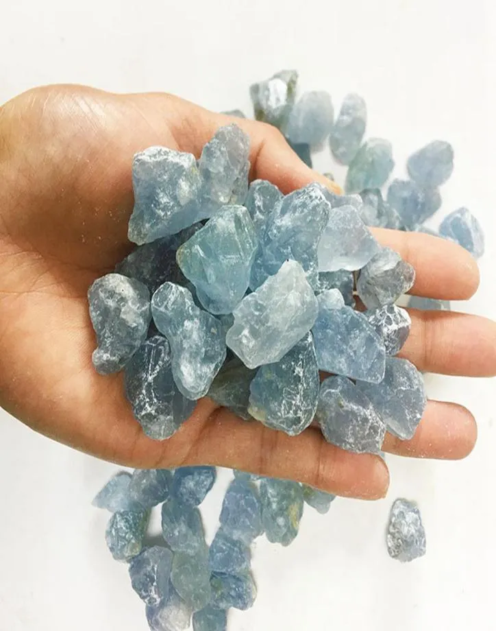 100G натуральный синий кристаллический кварц Целеститный кристаллический гравийный заживление кристалл образец минералов Учебные материалы Учебные материалы дома 7278675