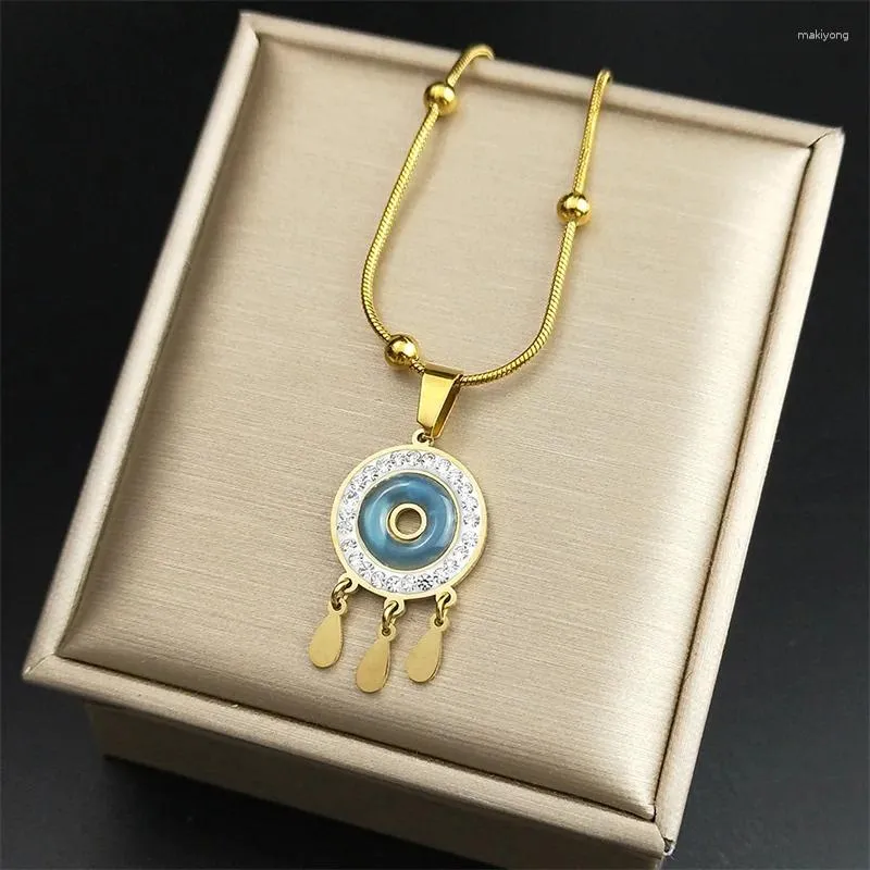 Pendant Necklaces Boho Dream Catcher Necklace Bohemia Stainless Steel Gold Color Clavicle Chain Women Jewelry Gift NZZZ66