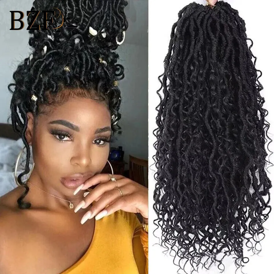 22 inch godin faux locs haken haar vlechten krullende uiteinden dreadlocks haar synthetisch vlechthaar vooraf gekocht voor vrouwen 240409