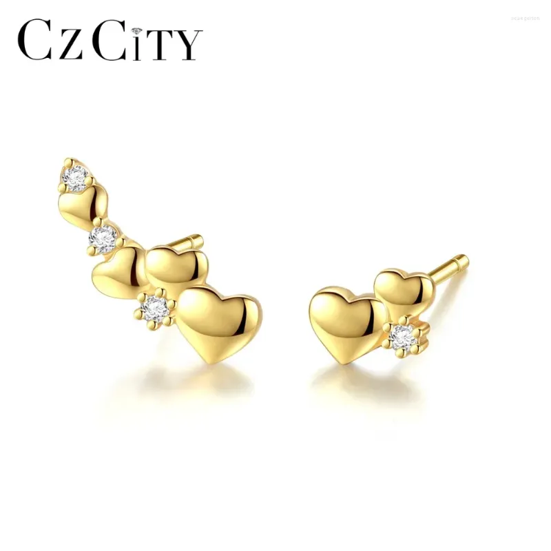 Orecchini per borchie CzCity Trendy Love Heart for Women Design unico Delicate Silver 925 Accessori per incontri di gioielli