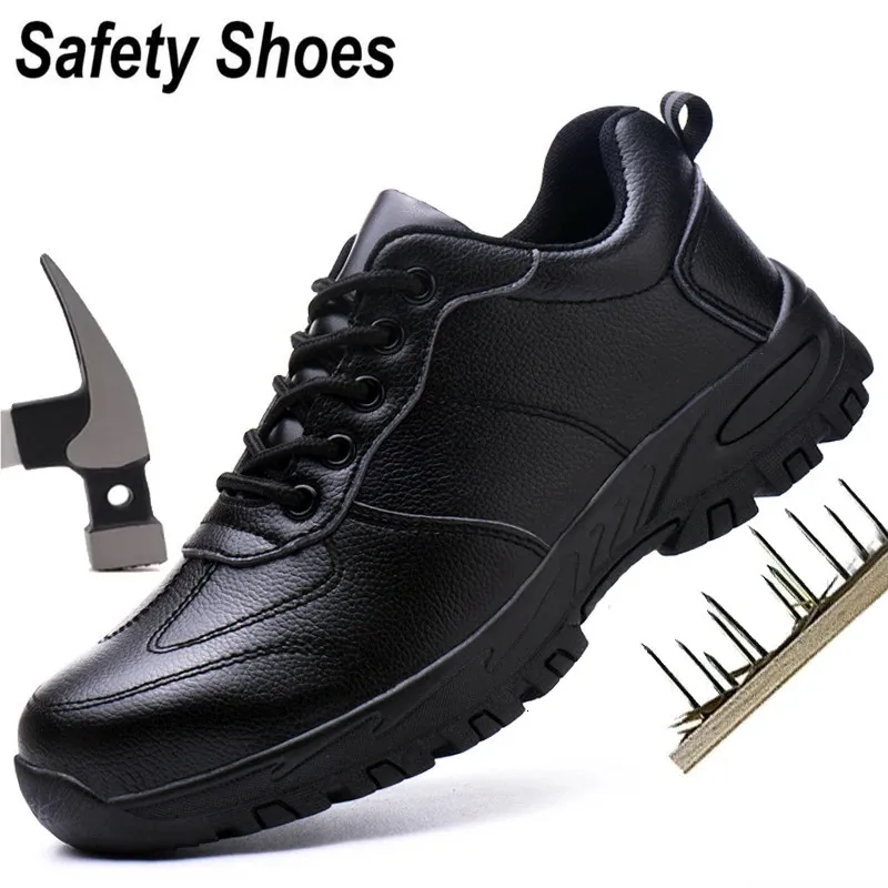メンレザーセーフティシューズ防止防止防止ワークシューズ防水軽量ワークスニーカー不滅の靴ブーツ240423