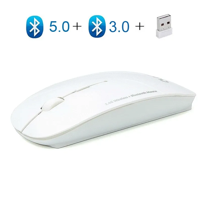 Möss 3 i 1 mus trådlös dator Bluetooth Ergonomisk 2,4 GHz USB Optical Mini Thin Möss för Book Laptop PC