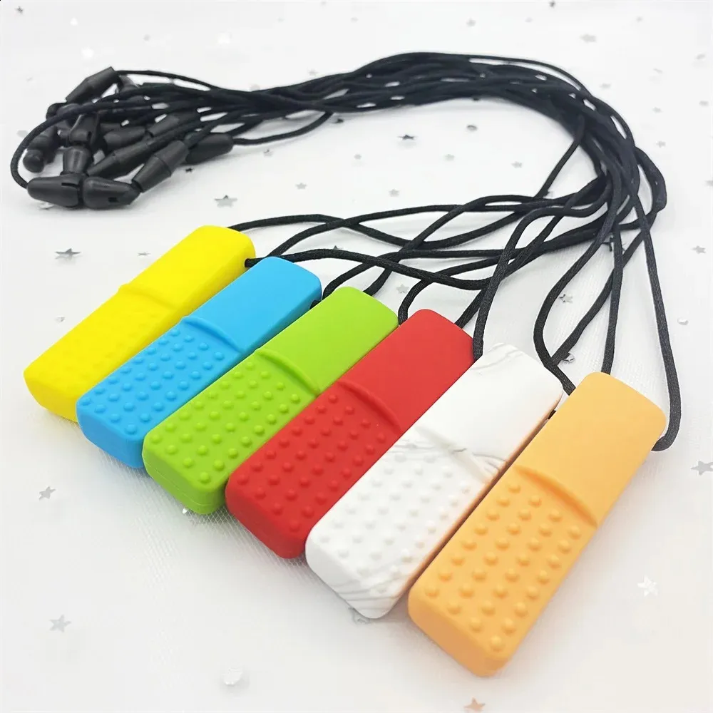 10pcs baby Silicone Teethers A Free babi pendant Pacifier Clips chew necklace DIY Baby Teething toys Therapy Tools for Autism 240415