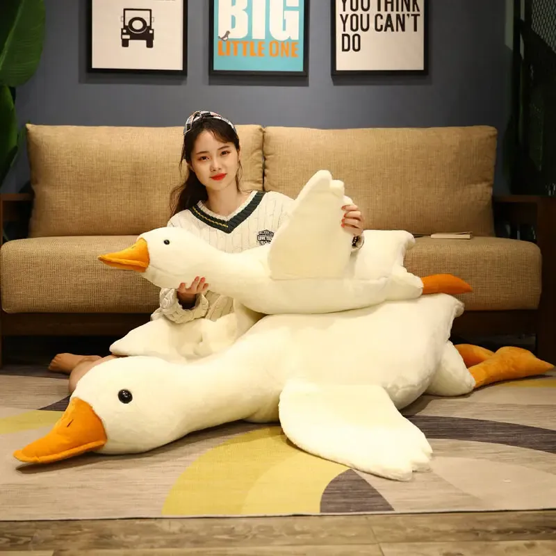 Cushions 50190cm Kawaii High Quality Giant Gray Brown Duck Plush Gifts Stuffed Animal Doll Big Goose Sleeping Pillow Children's Toys