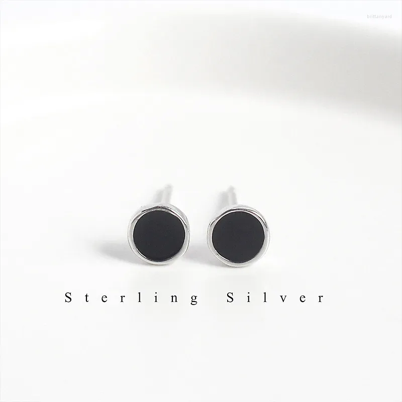 Studörhängen unik chic svart cirkel med S925 Sterling Silver Drop Emalj High Fashion Jewelry for Women