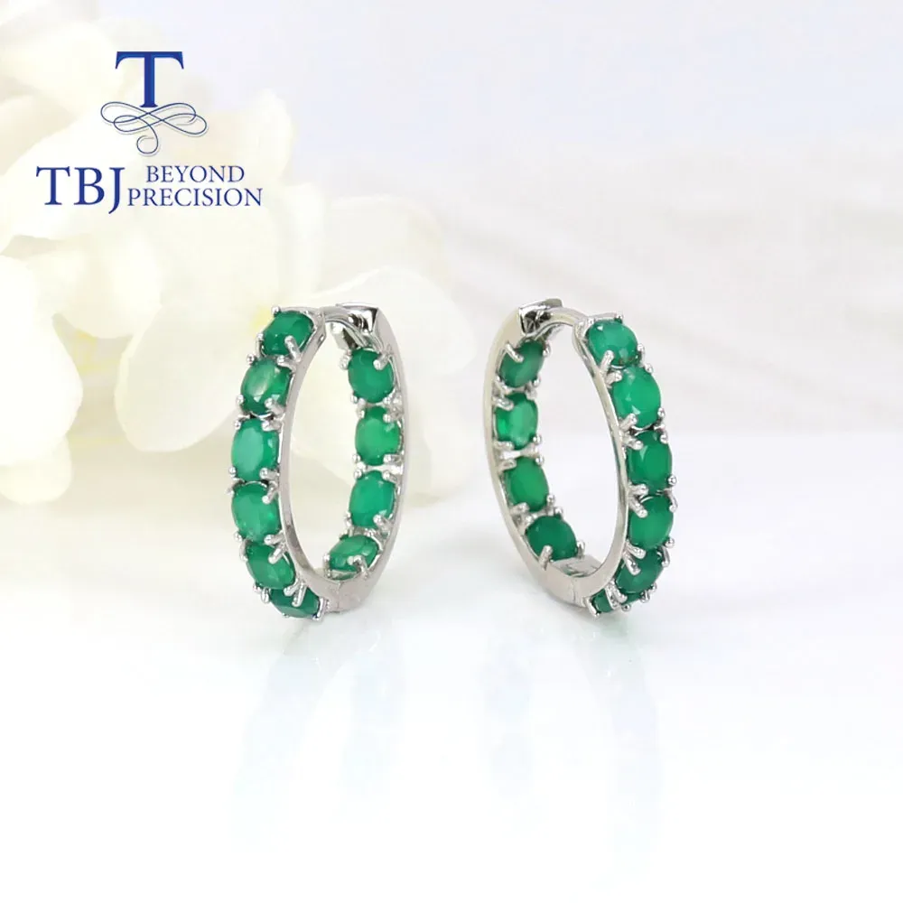 Boucles d'oreilles Natural Green Agate Oval 3 * 4 mm Boucles d'oreilles 925 STERLING Silver Classic Design Femmes Fine Bijoux adaptés à l'usure quotidienne