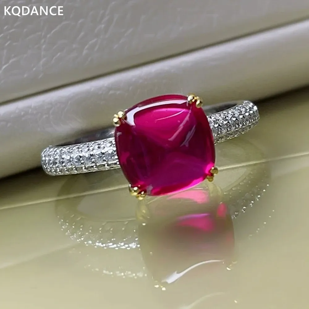 Ringe Kqdance Real 925 Sterling Silber Mini 8mm erzeugt Emerald Ruby Diamond Ringe mit blau/grün/roter Steine feiner Schmuck 2021 Trend