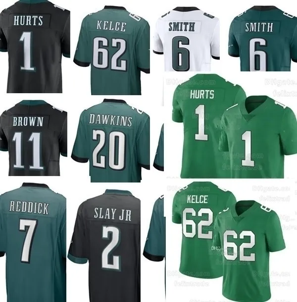 Le maillot de football Kenny Pickett Jalen fait du mal à Kenneth Gainwell Bos Ton Scott D'Andre Swift A.J.BR propre Devonta Smith Darius Slay Jr Jason Kelce Brian Dawkins Davis