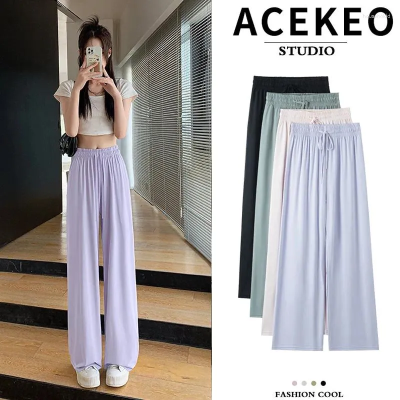 Pantalones De Mujer Moda Mujer Japonesa Pantanosa Pantalon Ancho De Pierna Anchura Pantalones De Color Purpura De Verano. De 20 7 DHgate