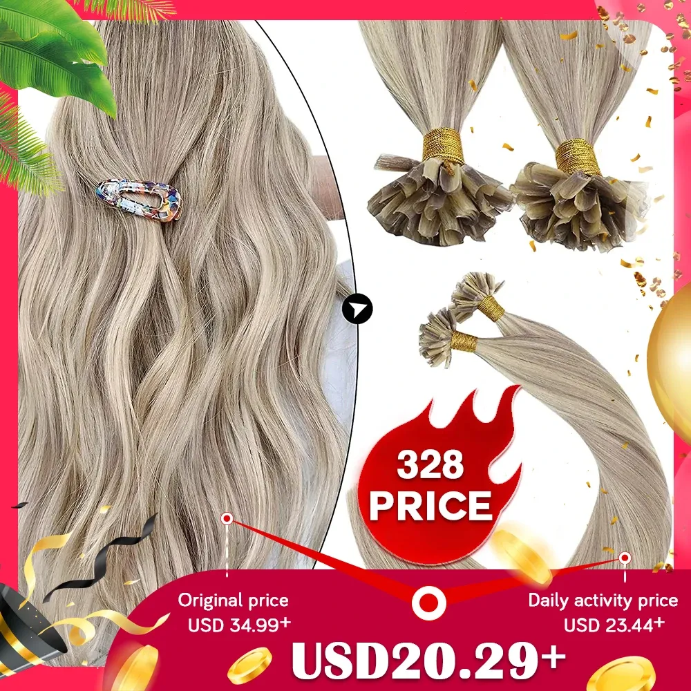 Extensions OUGEAT U Tip Hair Extension Human Human 1g / s Nail U Tip Cheveux pour les femmes 1424 "Pré-liés Extensions