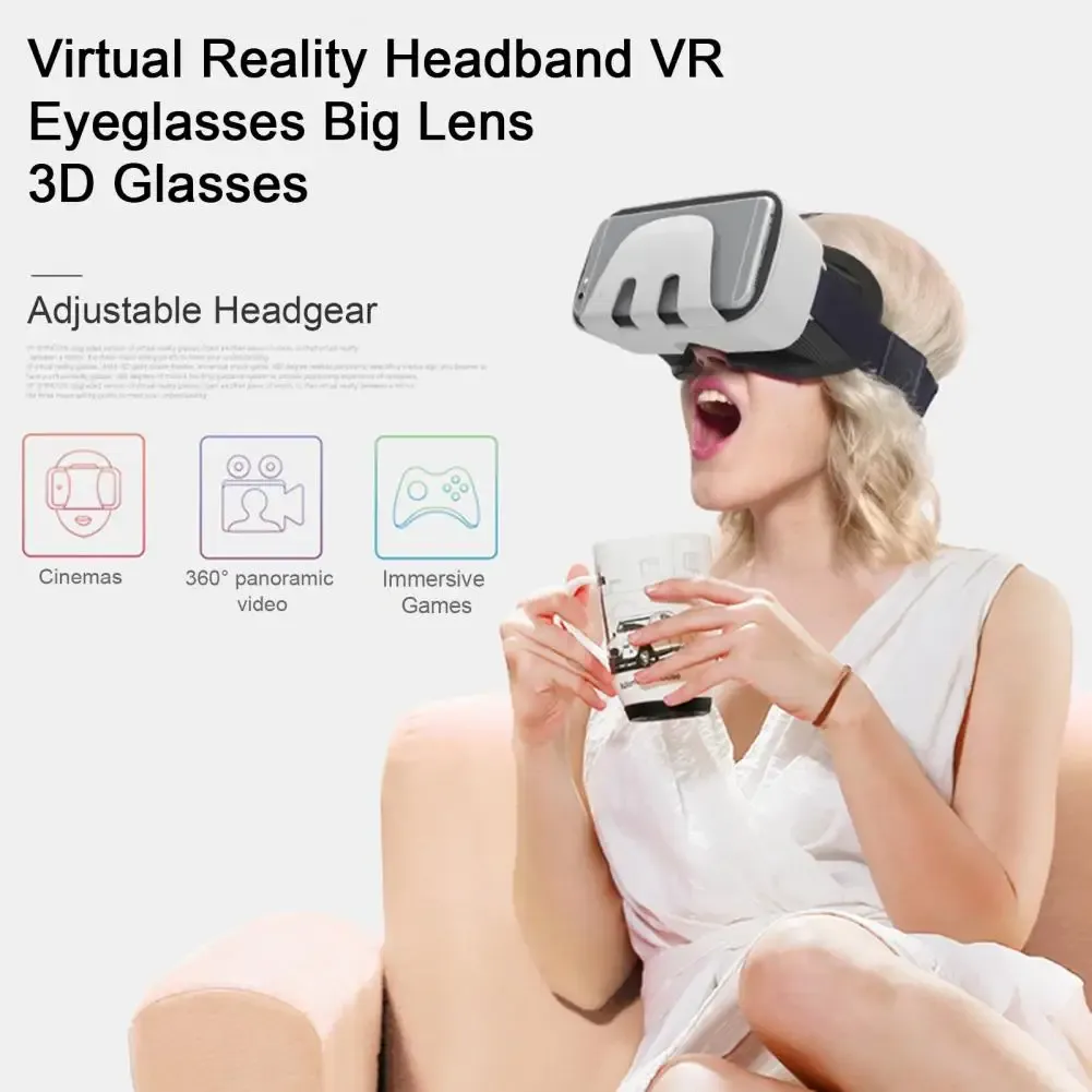 Hörlurar VR Headset Professional 360 Panoramic View Mp3/AVI/WMA -format Lindrat ögon trötthet 3D VR -glasögon för headset Videoförsörjning