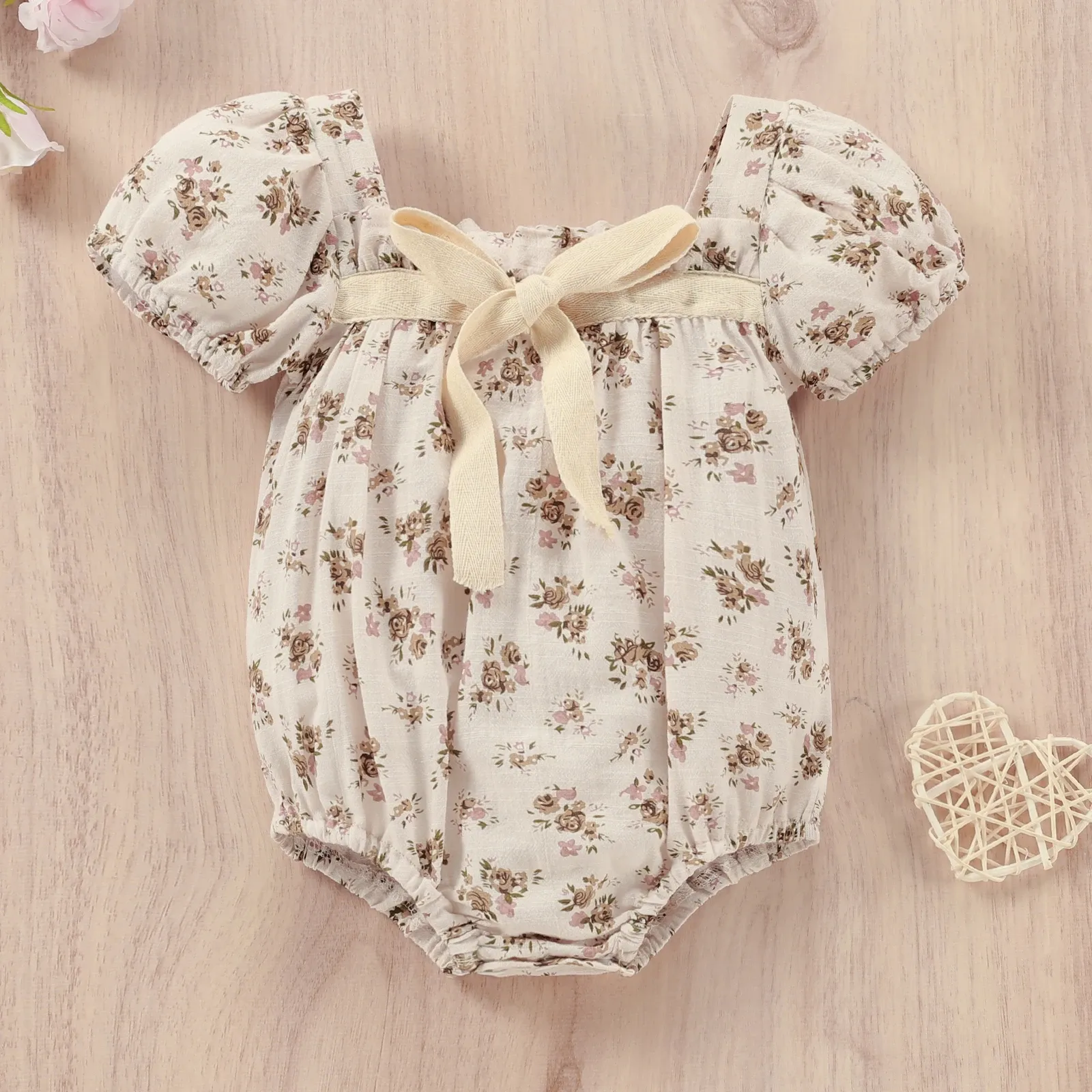 Endelar Citgeett Summer Spädbarn baby flickor bodysuit klänning blomma tryck kort ärm sundress casual kläder