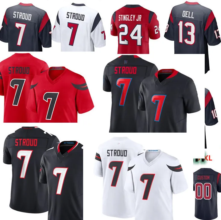 7 C.J. Stroud 31 Dameon Pierce 24 Derek Stingley Jr. 51 Will Anderson Jr. 15 Ka'imi Fairbairn 12 Nico Collins 10 Davis Mills 5 Jalen Pitre 13 Tank Dell Football Jersey